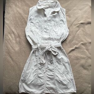 Cloth & stone beige sleeveless collared button up mini dress